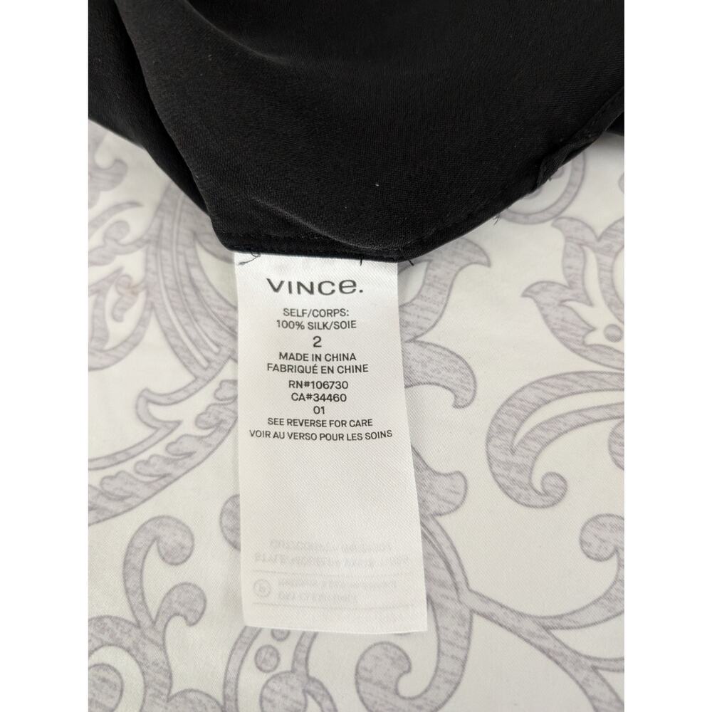 vince black silk button down blouse size 2 - Picture 6 of 8